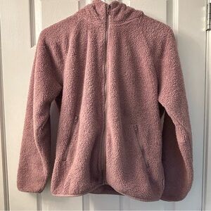 TNA Sherpa Zip Hoodie Teddy Fleece Jacket Dusty Rose/Mauve | Aritzia | Size S